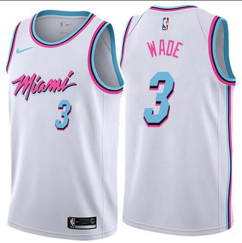 Men Miami Heat #3 Wade White City Edition Nike NBA Jerseys->->NBA Jersey